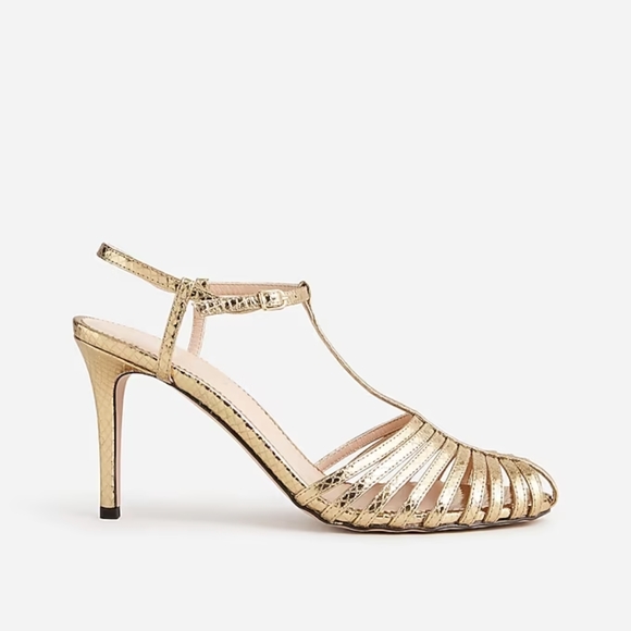 J.Crew Collection Rylie caged-toe heels in snake-embossed Italian leather Size 6 - Picture 3 of 5
